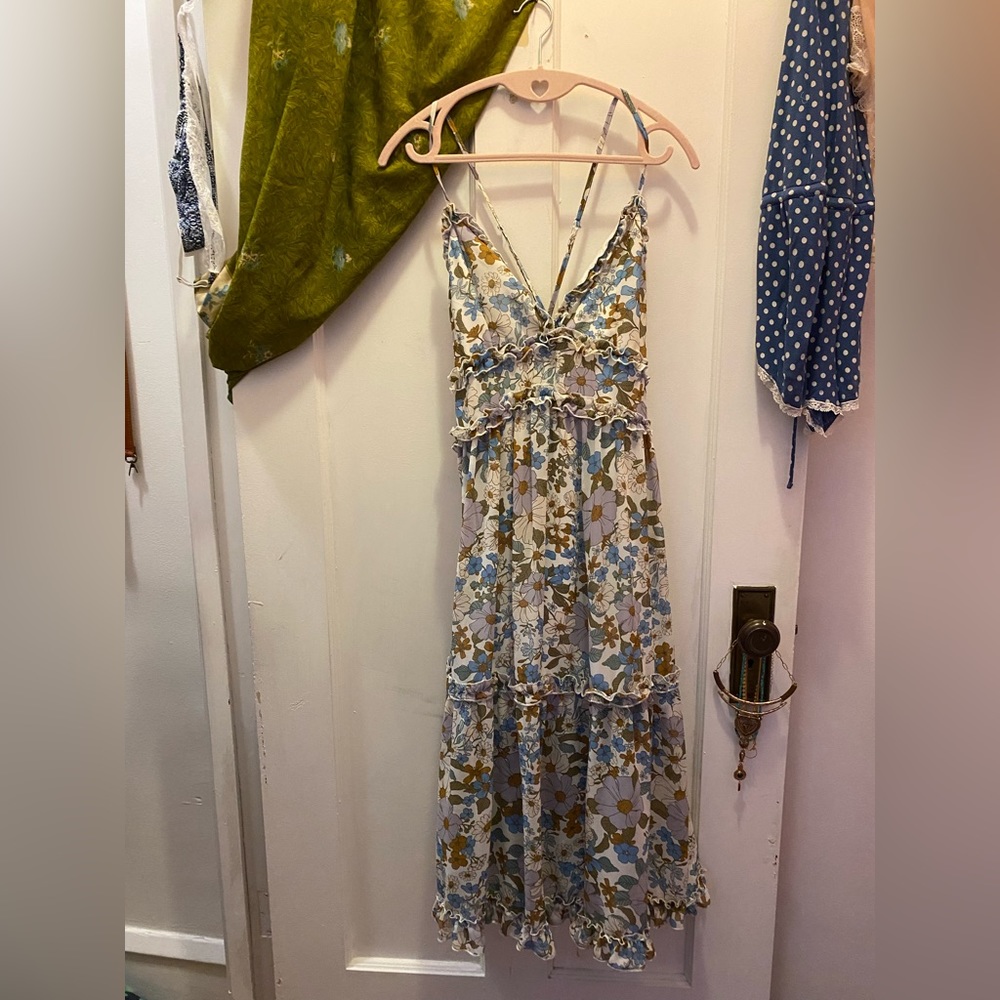 Discovery 70’s Garden Party Dress Ruffles Tank - Large - Vintage Vibes